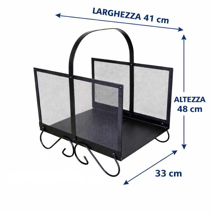 Portalegna per Camino da Interno 41x33xH48 cm IN ACCIAIO VERNICIATO