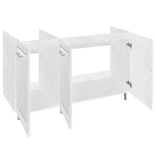 Mobile Cucina Sottolavello Componibile in Legno Bianco Frass. Classico 3 Ante 120cm