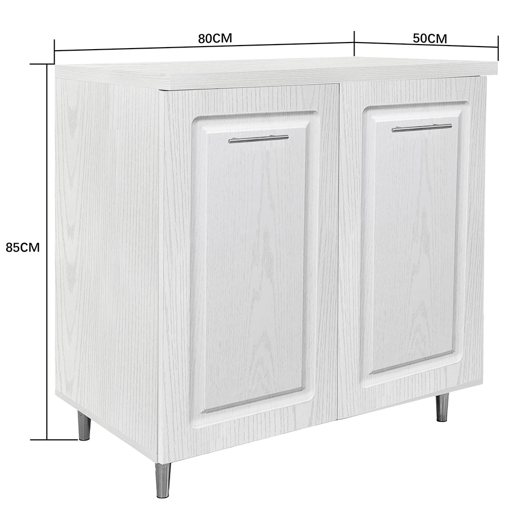 Mobile Cucina Base 2 Ante Componibile in Legno Bianco Frass. Classico 80x50 H85cm