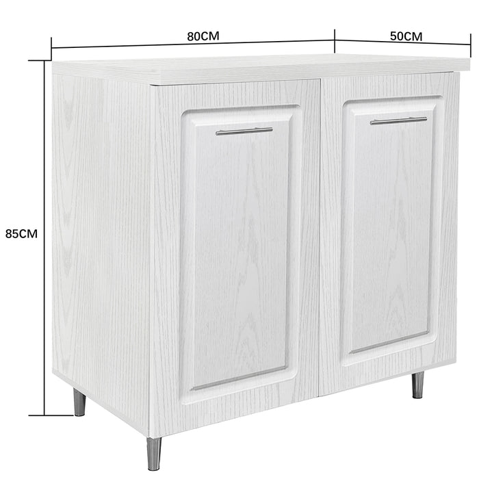 Mobile Cucina Base 2 Ante Componibile in Legno Bianco Frass. Classico 80x50 H85cm