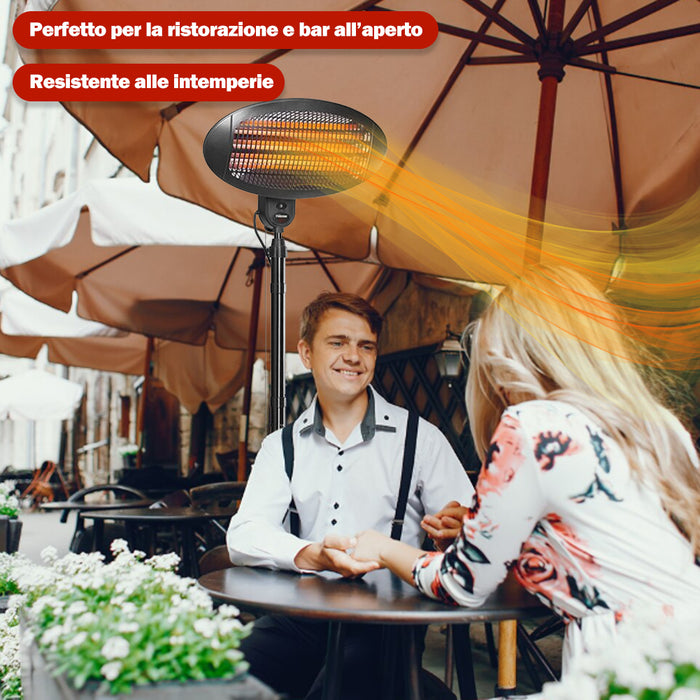 Stufa Elettrica 2in1 Infrarossi da Terra Piantana e Parete per Patio Bar Casa