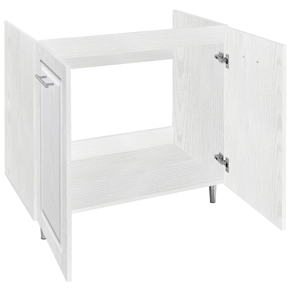 Mobile Cucina Sottolavello Componibile in Legno Bianco Frass. Classico 2 Ante 80cm