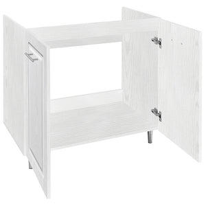 Mobile Cucina Sottolavello Componibile in Legno Bianco Frass. Classico 2 Ante 80cm
