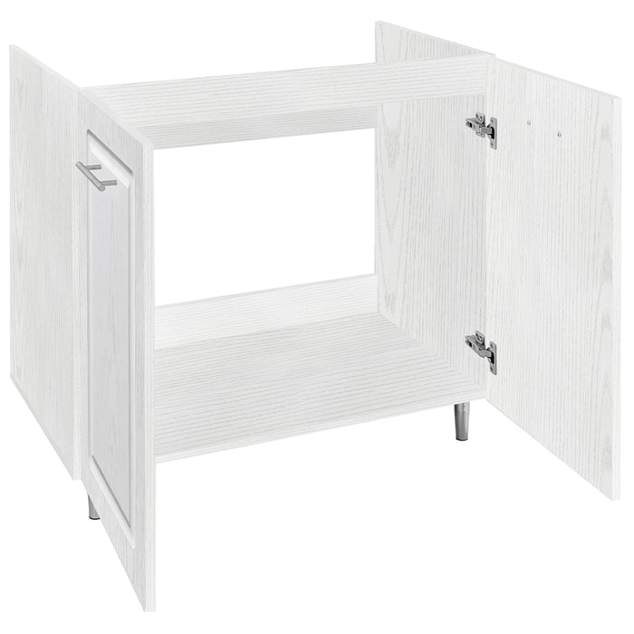 Mobile Cucina Sottolavello Componibile in Legno Bianco Frass. Classico 2 Ante 80cm