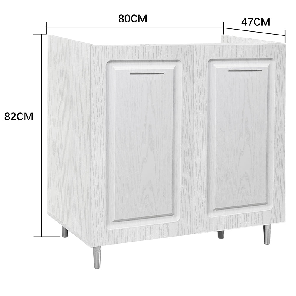 Mobile Cucina Sottolavello Componibile in Legno Bianco Frass. Classico 2 Ante 80cm