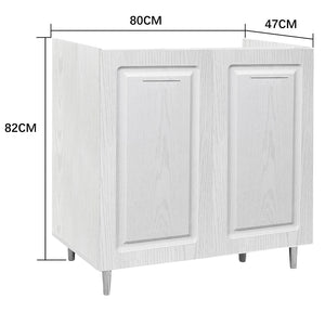 Mobile Cucina Sottolavello Componibile in Legno Bianco Frass. Classico 2 Ante 80cm
