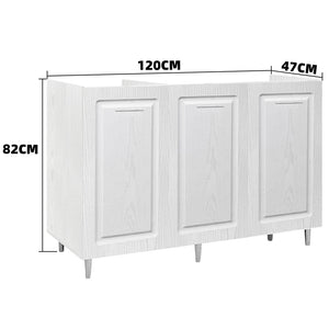 Mobile Cucina Sottolavello Componibile in Legno Bianco Frass. Classico 3 Ante 120cm