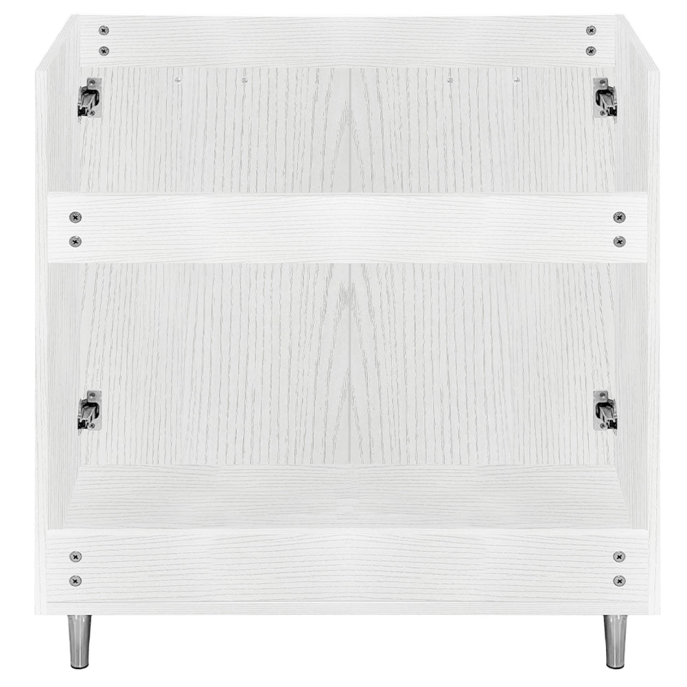 Mobile Cucina Sottolavello Componibile in Legno Bianco Frass. Classico 2 Ante 80cm