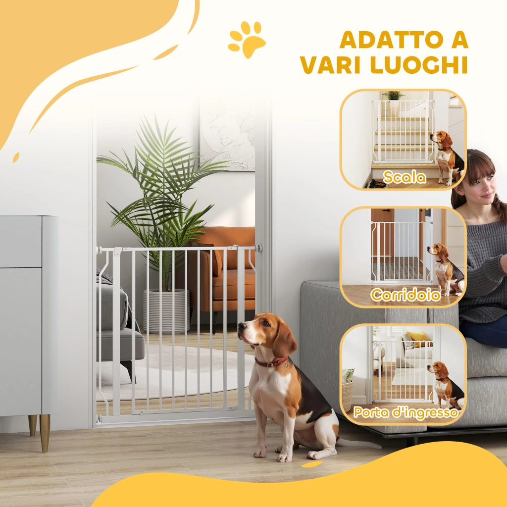 Cancelletto per Cani Estensibile Regolabile ¨C zephmum ¨C Acciaio ABS Bianco 75-85x76 cm
