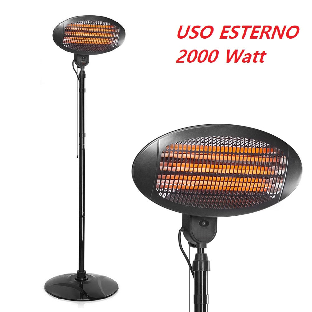 Stufa Elettrica 2in1 Infrarossi da Terra Piantana e Parete per Patio Bar Casa