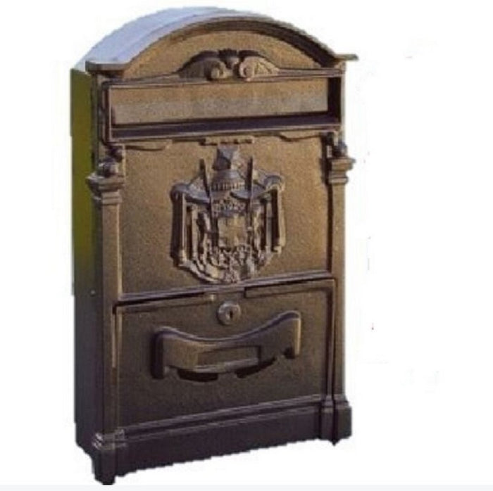 CASSETTA POSTALE VILLA ITALIA IN ALLUMINIO COLOR BRONZO ANTIC. L26xP9xH42 cm
