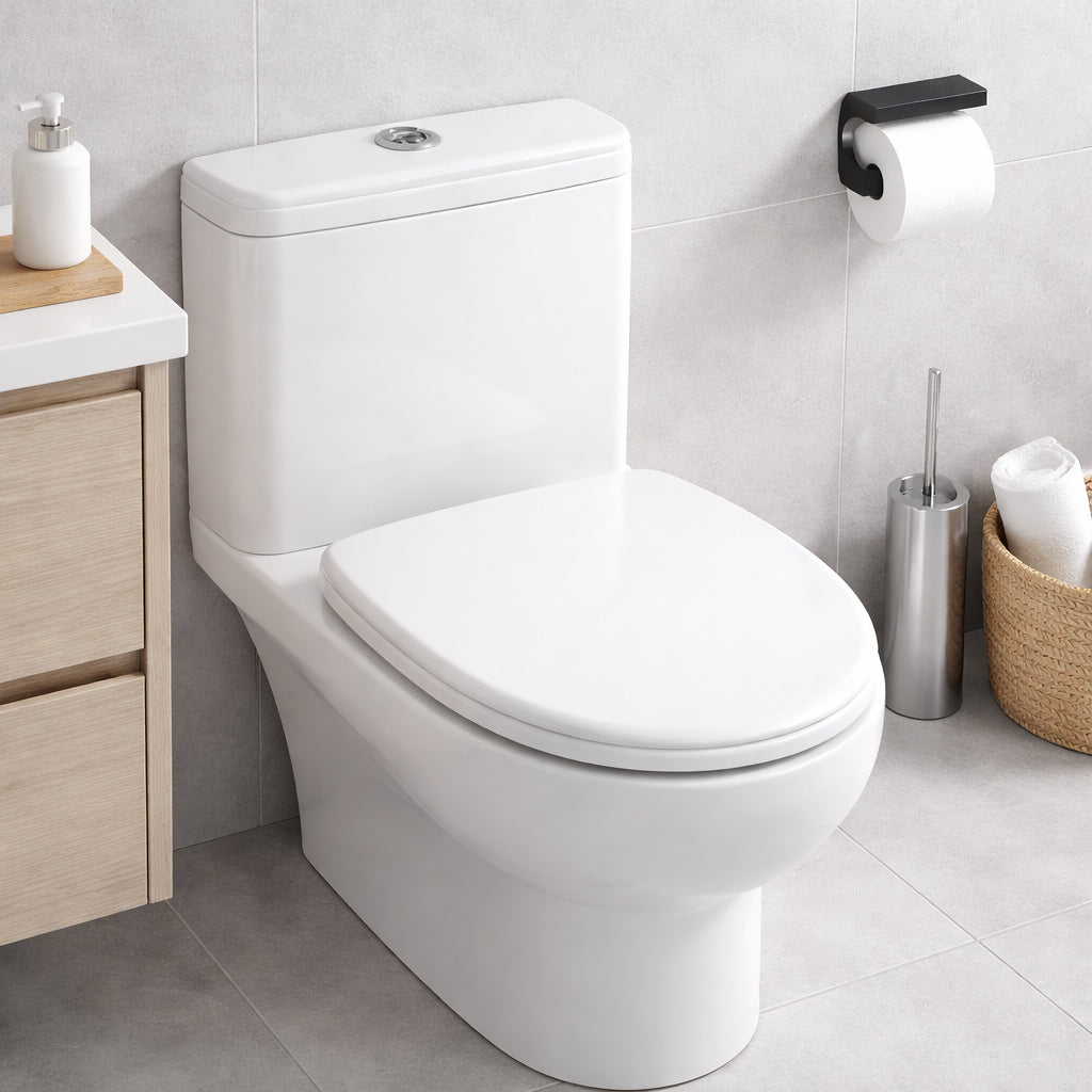 Copri Water Aretusa Cesame Legno MDF Bianco Lucido Ovale 44x36.5 cm