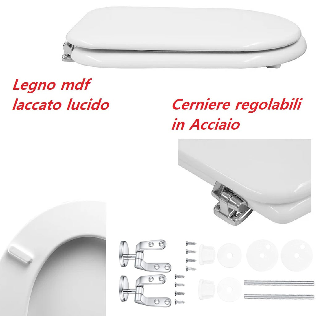 Copri Water Aretusa Cesame Legno MDF Bianco Lucido Ovale 44x36.5 cm