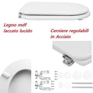 Copri Water Aretusa Cesame Legno MDF Bianco Lucido Ovale 44x36.5 cm