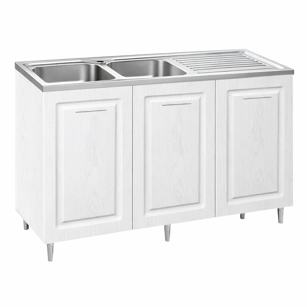 Mobile Cucina Sottolavello Componibile in Legno Bianco Frass. Classico 3 Ante 120cm