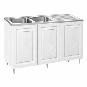 Mobile Cucina Sottolavello Componibile in Legno Bianco Frass. Classico 3 Ante 120cm