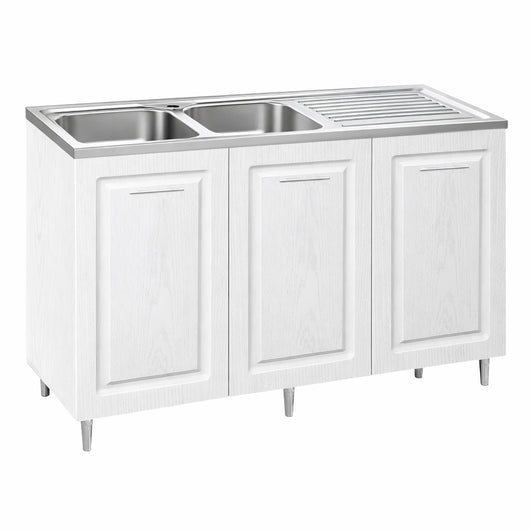 Mobile Cucina Sottolavello Componibile in Legno Bianco Frass. Classico 3 Ante 120cm