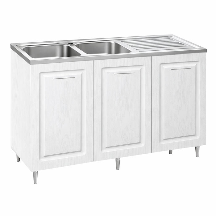 Mobile Cucina Sottolavello Componibile in Legno Bianco Frass. Classico 3 Ante 120cm