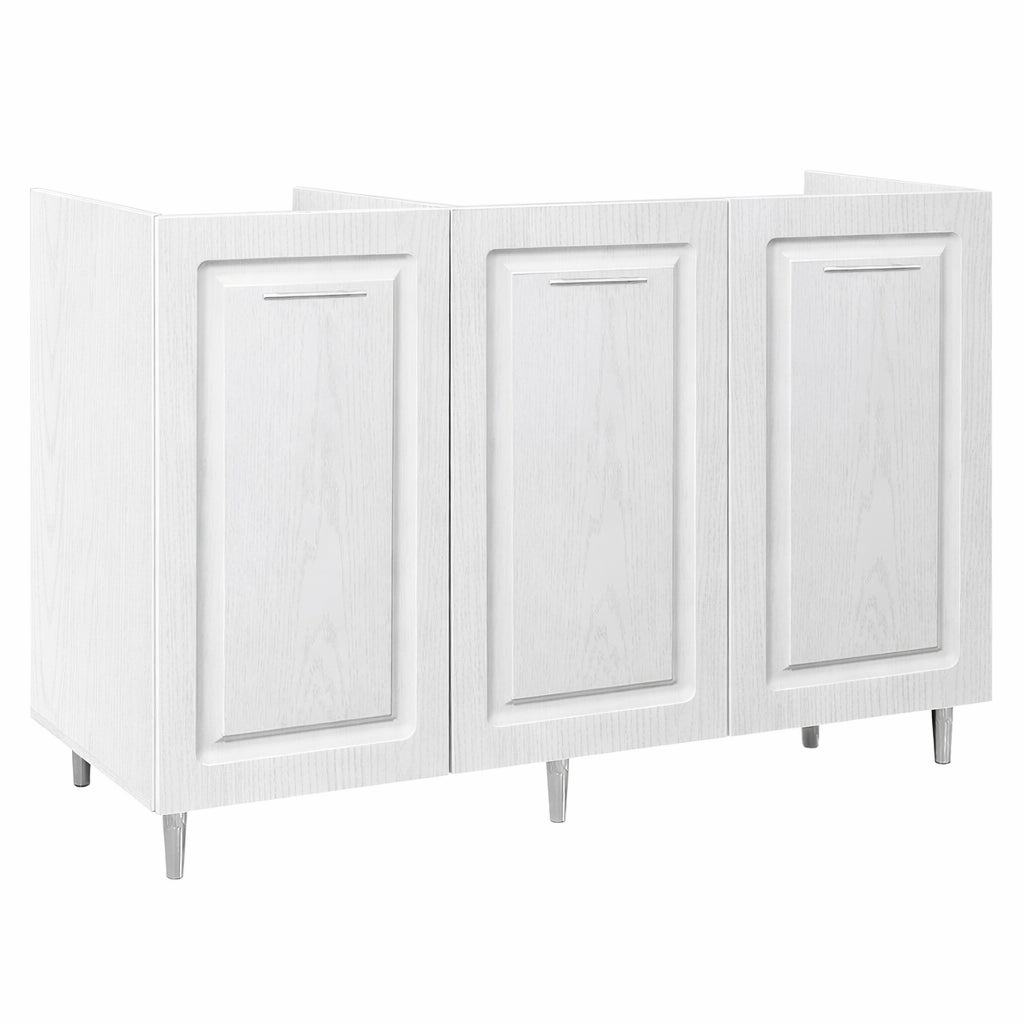 Mobile Cucina Sottolavello Componibile in Legno Bianco Frass. Classico 3 Ante 120cm