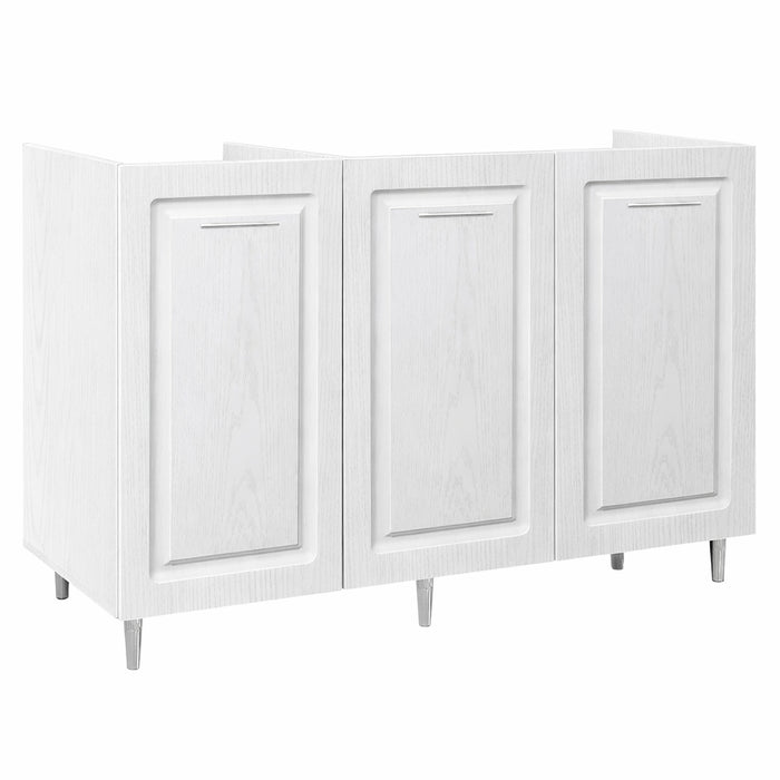 Mobile Cucina Sottolavello Componibile in Legno Bianco Frass. Classico 3 Ante 120cm