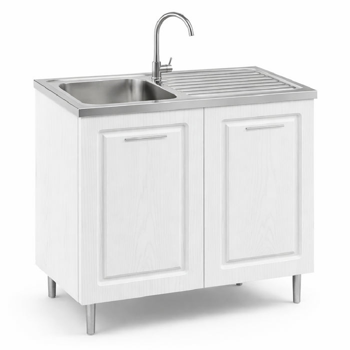Mobile Cucina Sottolavello Componibile in Legno Bianco Frass. Classico 2 Ante 80cm
