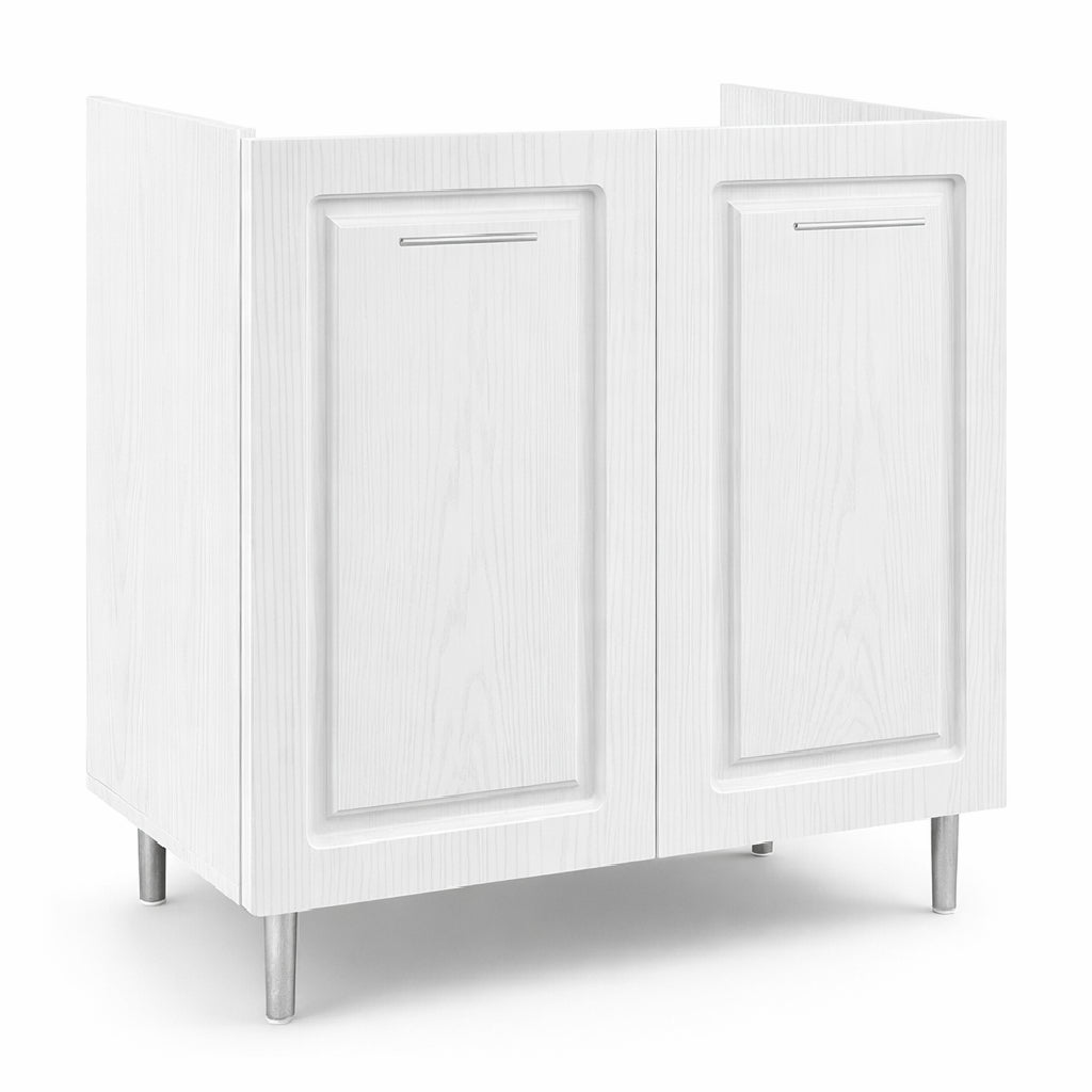 Mobile Cucina Sottolavello Componibile in Legno Bianco Frass. Classico 2 Ante 80cm