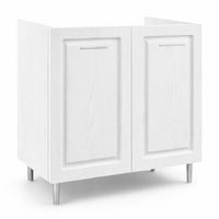 Mobile Cucina Sottolavello Componibile in Legno Bianco Frass. Classico 2 Ante 80cm