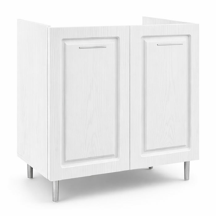 Mobile Cucina Sottolavello Componibile in Legno Bianco Frass. Classico 2 Ante 80cm