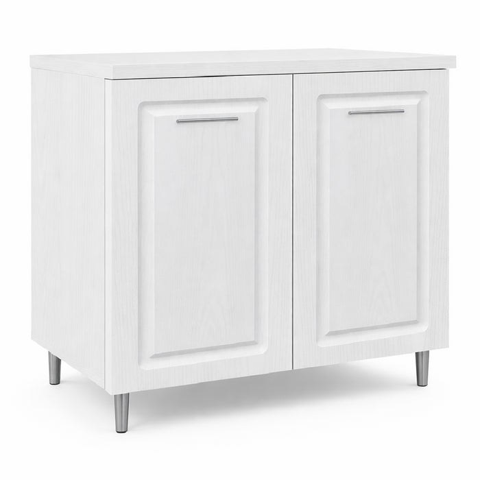 Mobile Cucina Base 2 Ante Componibile in Legno Bianco Frass. Classico 80x50 H85cm