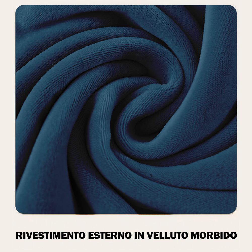 Specchio Grande Ondulato con Cornice Rivestimento in Velluto Blu 60 x 160 cm