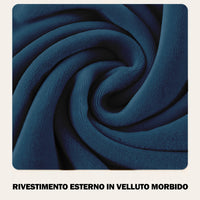 Specchio Grande Ondulato con Cornice Rivestimento in Velluto Blu 60 x 160 cm