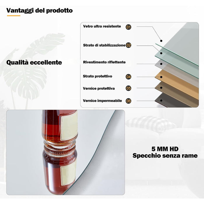 Specchio Grande Ondulato con Cornice Rivestimento in Velluto Blu 60 x 160 cm