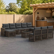 Set Divano da Giardino 11 pz Grigio e Grigio Scuro polyrattan 3435248
