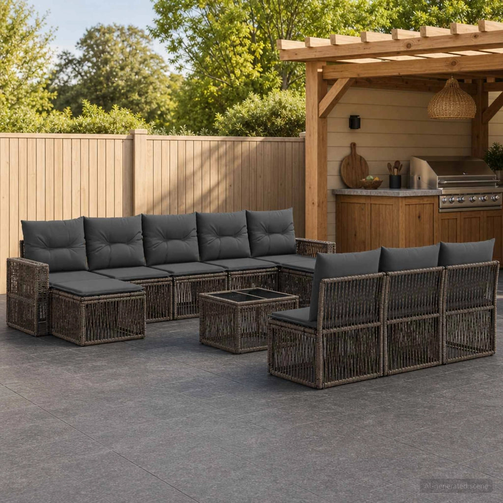 Set Divano da Giardino 11 pz Grigio e Grigio Scuro polyrattan 3435248