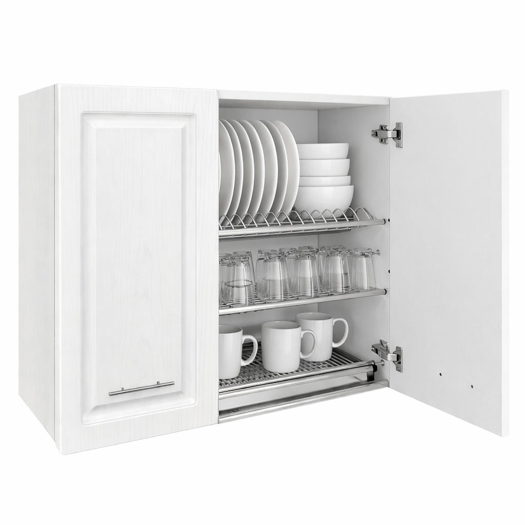 Pensile da Cucina Scolapiatti Sistema Raccogli Gocce Mobile Bianco Frass. Classico 80cm