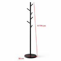 Appendiabiti in Metallo con Base in Marmo Nero 174 cm Moderno con 6 Ganci