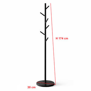 Appendiabiti in Metallo con Base in Marmo Nero 174 cm Moderno con 6 Ganci