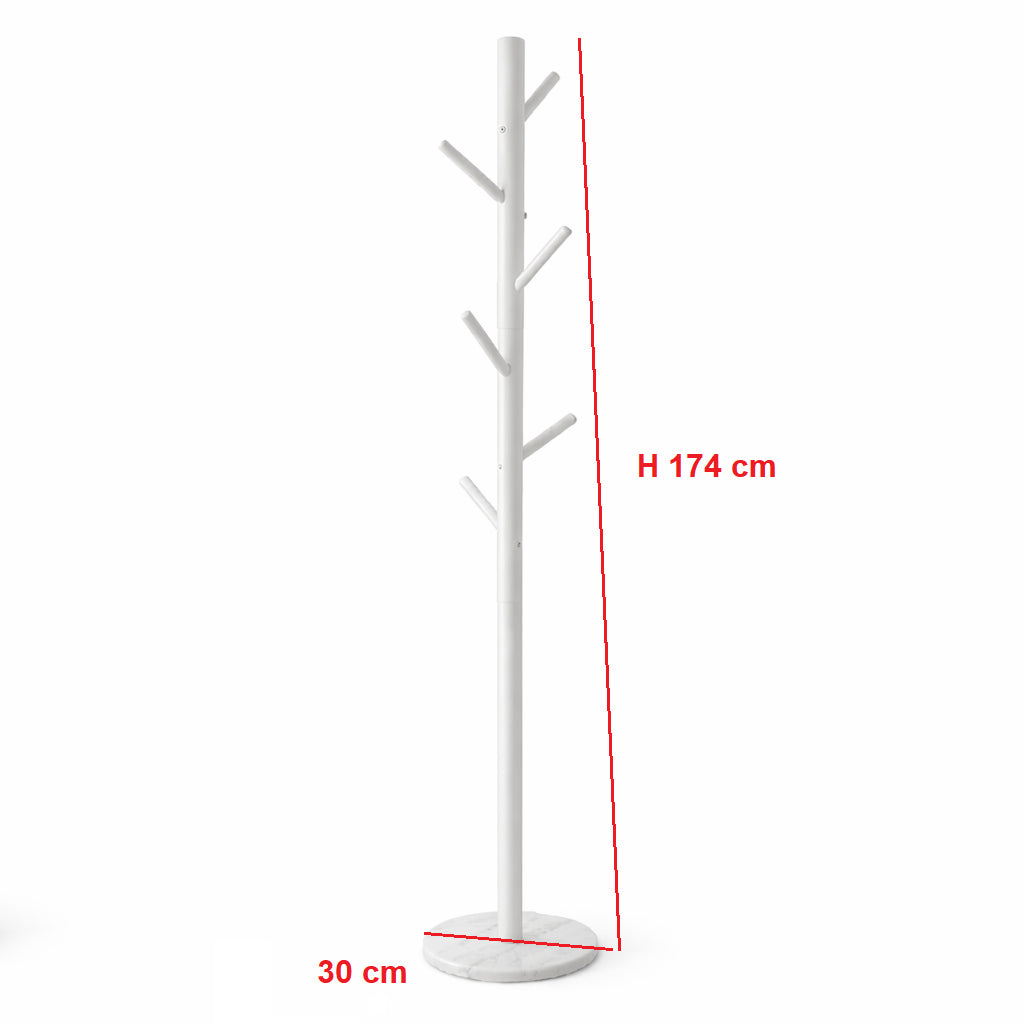 Appendiabiti in Metallo con Base in Marmo Bianco 174 cm Moderno con 6 Ganci