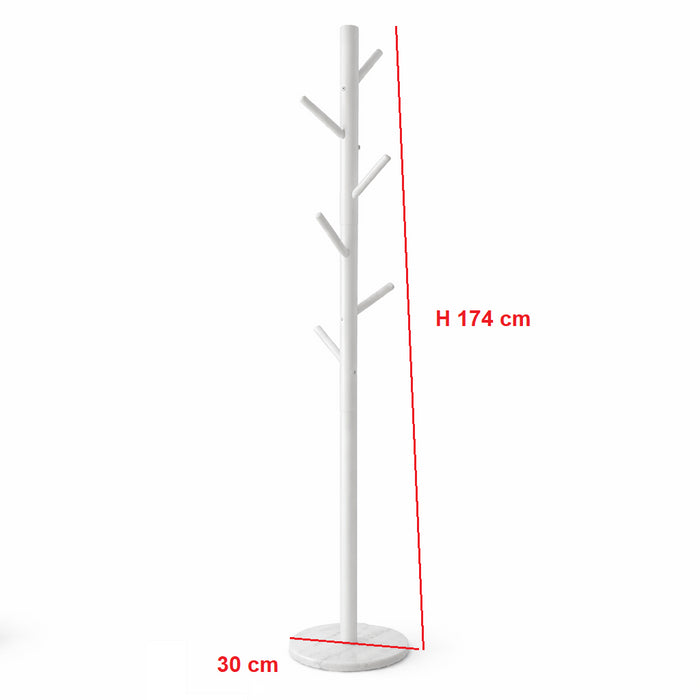 Appendiabiti in Metallo con Base in Marmo Bianco 174 cm Moderno con 6 Ganci