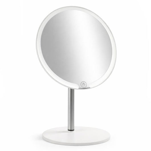 SPECCHIO INGRANDITORE LED - 3 COLORI DI LUCE, INTERRUTTORE TOUCH, REGOLAZIONE CONTINUA, DA TAVOLO, 22 X 33 CM - RICARICA DA USB