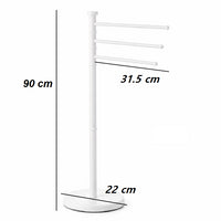 Piantana da Bagno Porta Asciugamani in Acciaio Inox Smaltato Bianco 3 Braccia Girevoli