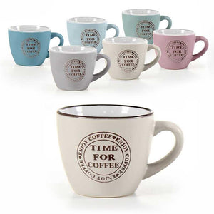 SET 6 TAZZINE DA CAFFE COLORI PASTELLO "TIME FOR COFEE"  90CC