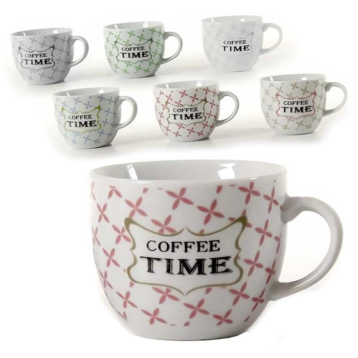 SET 6 TAZZINE CAFFE "COFEE TIME" 80CC PASTELLO ASSORTITO