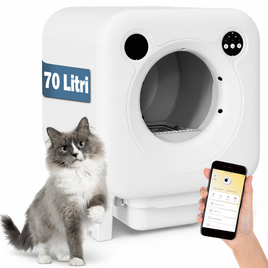 Lettiera Autopulente XXL per Gatti Smart Wifi con App e Controllo Capacità 70L