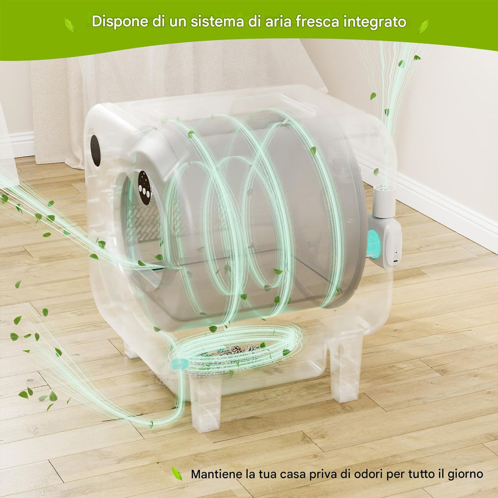 Lettiera Autopulente XXL per Gatti Smart Wifi con App e Controllo Capacità 70L
