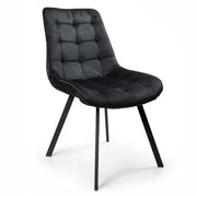 POLTRONA DI VELLUTO IMBOTTITA NERA GAMBE IN METALLO NERO 53X43X85 CM SET 4PZ