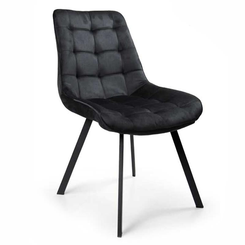 POLTRONA DI VELLUTO IMBOTTITA NERA GAMBE IN METALLO NERO 53X43X85 CM SET 4PZ
