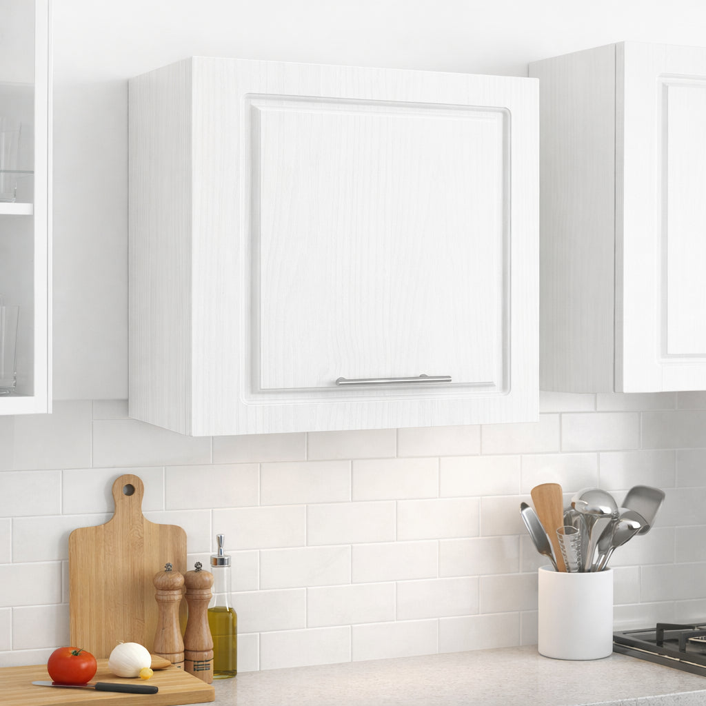 Mobile Cucina Pensile 1 Anta Ribaltabile Legno Bianco Frass. Classico 60x32 H49cm