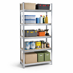 Scaffale Metallo Zincato e Legno 5 Ripiani 75x30 H 172 cm Casa Lavoro Ufficio Garage