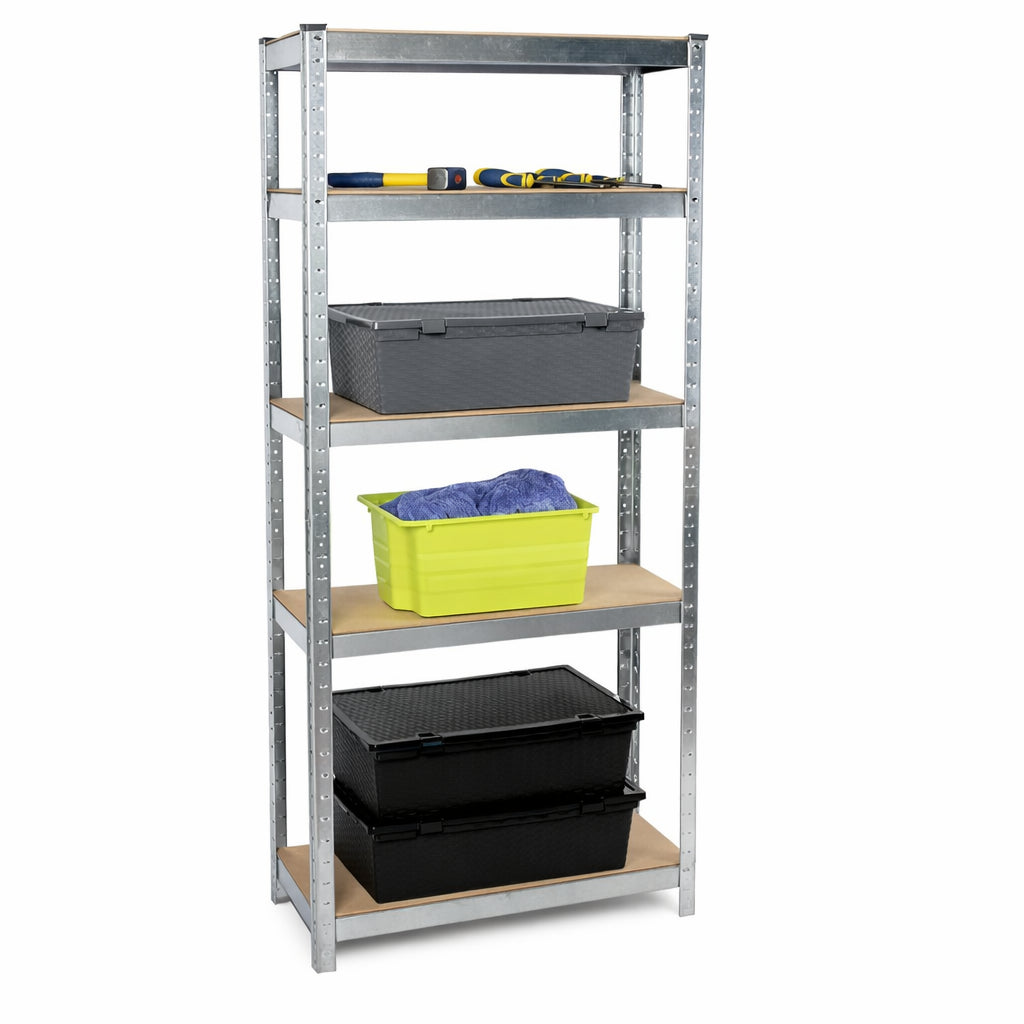 Scaffale Metallo Zincato e Legno 5 Ripiani 75x30 H 172 cm Casa Lavoro Ufficio Garage
